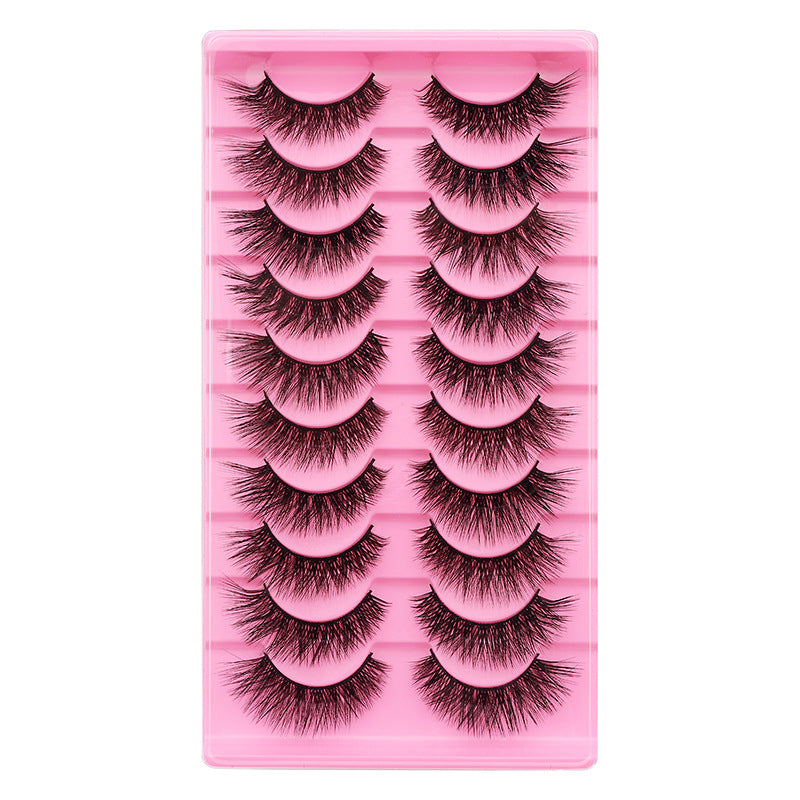 Dingsen cross-border false eyelashes factory 10 pairs of false eyelashes L natural thick curl