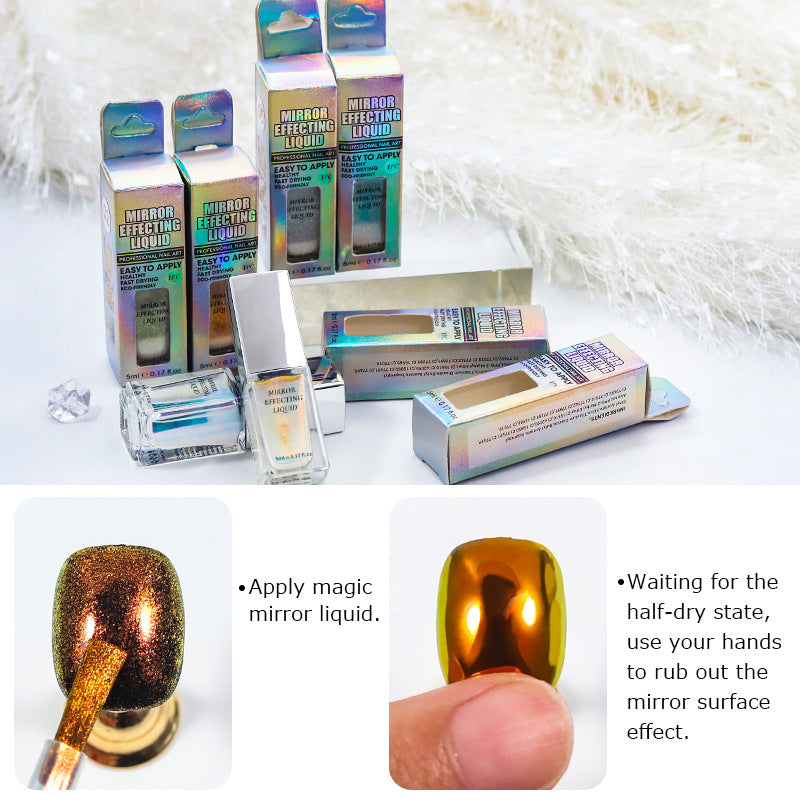 Cross-border new nail art liquid magic mirror powder moonlight powder non-flying powder liquid mirror powder fairy powder nail art magic liquid