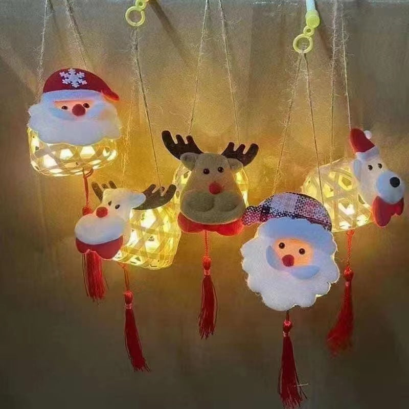 Christmas bamboo creative flash lanterns Spring Festival children's portable luminous lanterns Lantern Festival New Year decoration toys