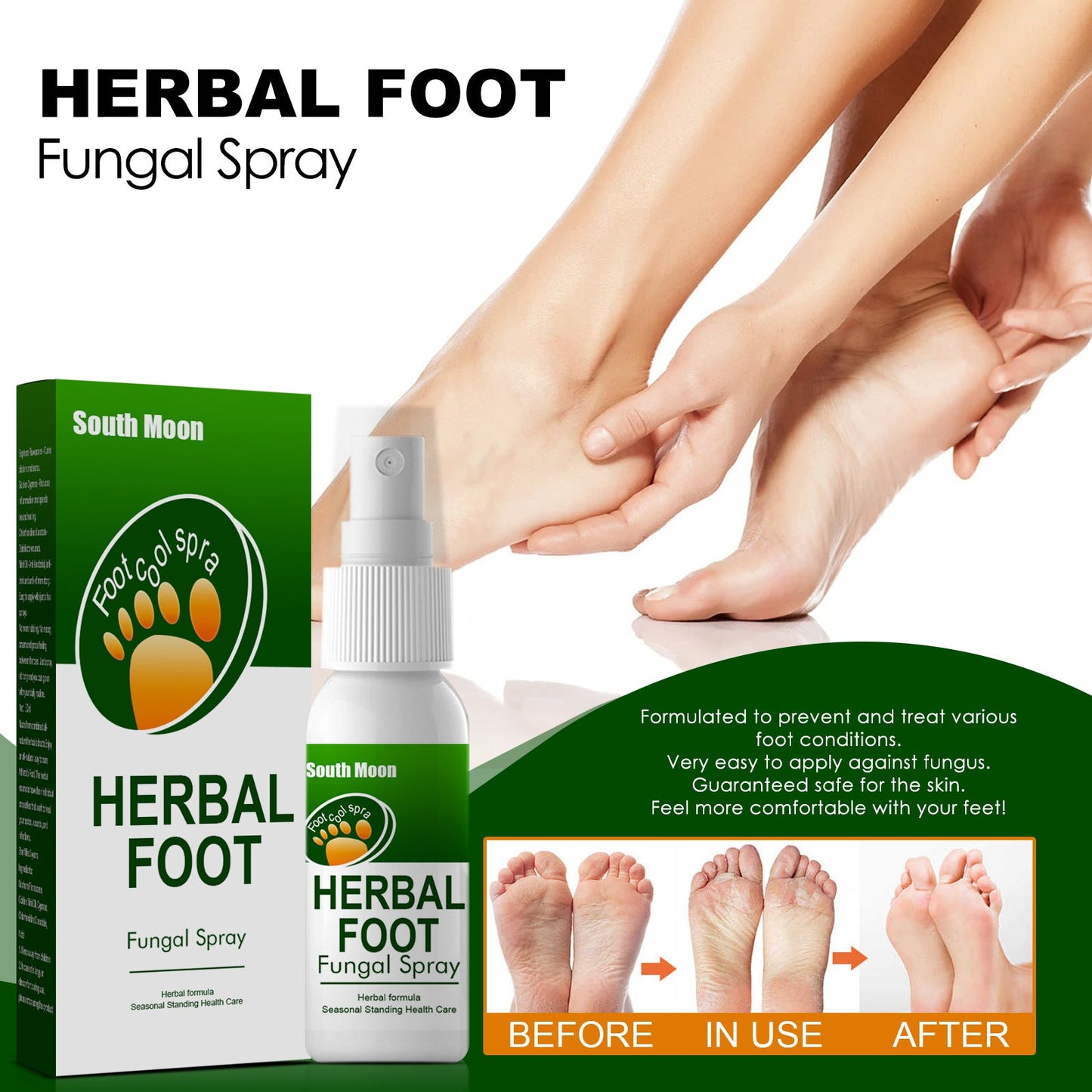 South Moon Herbal Foot Spray Anti-itching Athlete's Foot Spray Removes Odor Peeling Foot Care Spray 