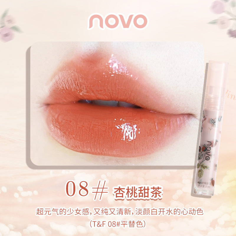 NOVO Honey Water Mirror Lip Glaze Affordable Niche Moisturizing Lip Gloss Wholesale Lip Dye Liquid Student Domestic Makeup 