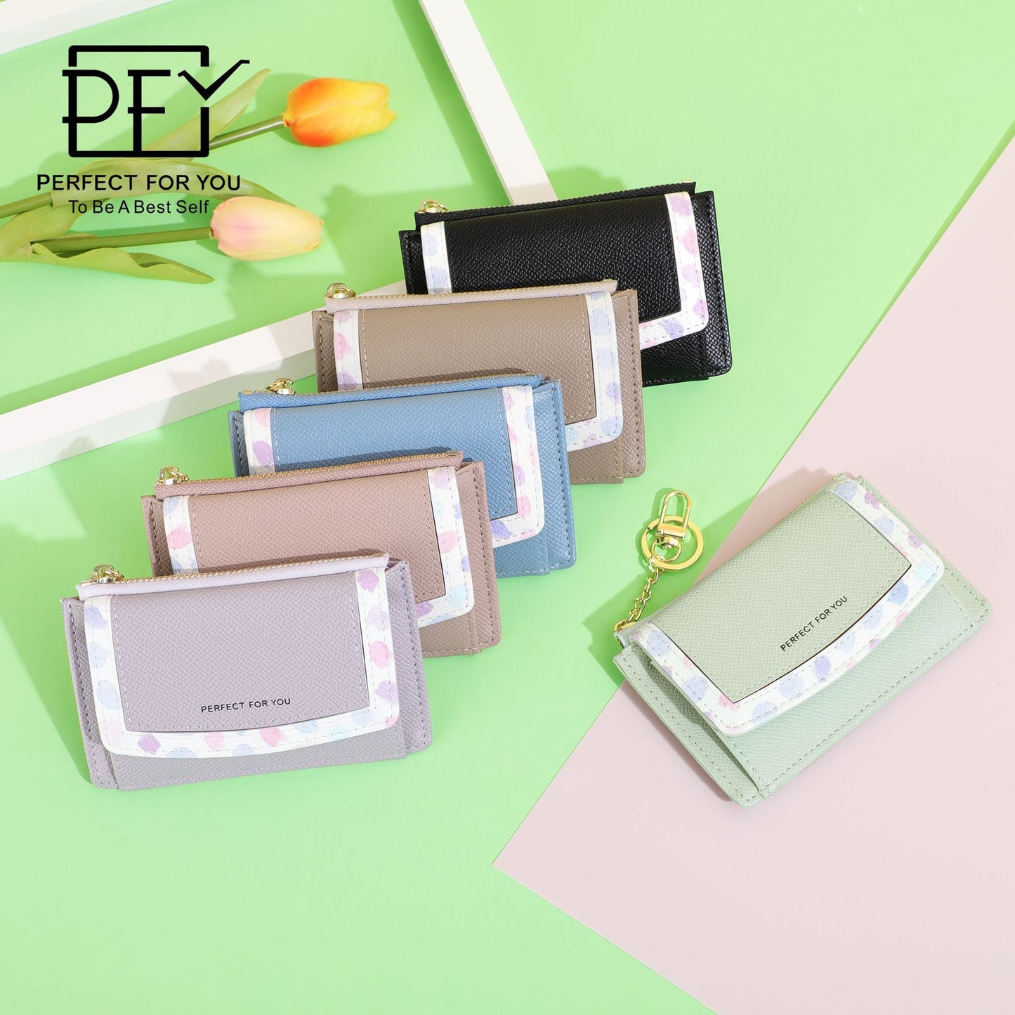 Perfect For You Cross-border Women's Wallet Short Multi-function Fashion Coin Purse Multi-card Slot PU Card Bag 