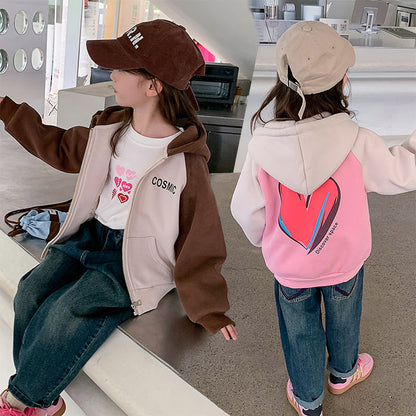 2024 new autumn and winter clothes for boys and girls Korean style casual jackets stylish hooded thickened sweatshirts for middle and large children jackets