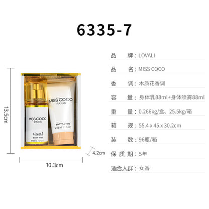 Foreign trade new women's perfume hand cream gift box men's body spray body lotion travel portable set 