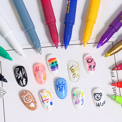 Cross-border exclusive new multi-color nail art pen 3D painting pen nail drawing flower graffiti hook line DIY nail art painting pen