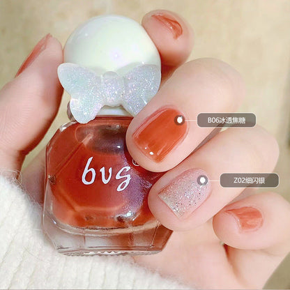 BVG new water-based nail polish small diamond nail polish ice transparent multi-color nail polish free baking tearable novice 10ml