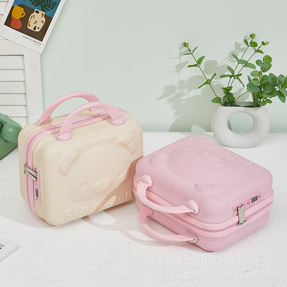 14 inch cute cartoon 3D bear carry-on luggage cosmetic small box bag password box lightweight mini storage box for women 