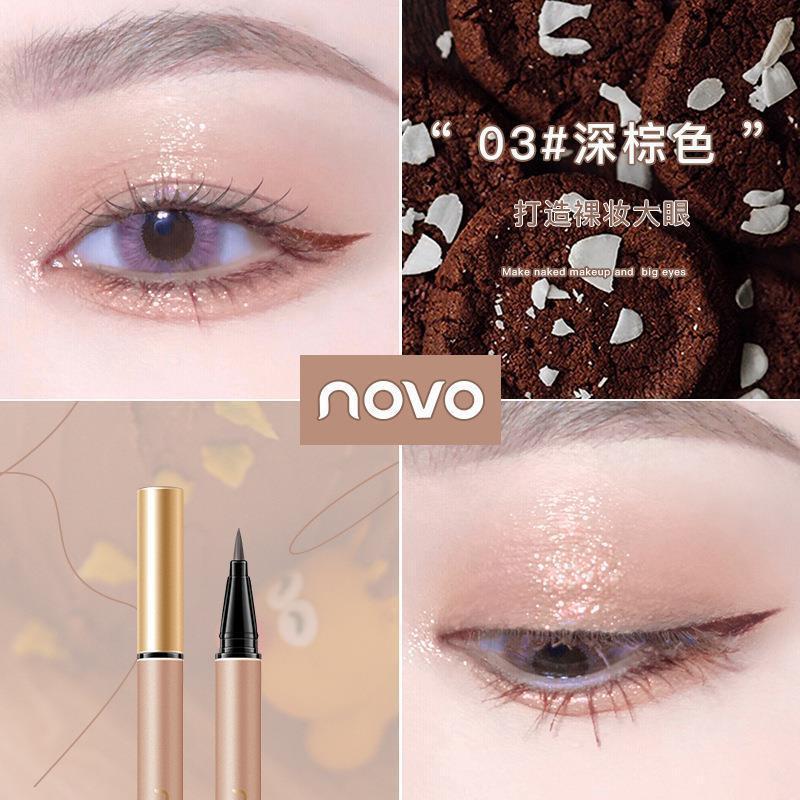 NOVO ប៊ិច Eyeliner ដ៏ប្រណិត និងចម្រុះពណ៌ ស្តើង ងាយស្រួលដាក់ពណ៌ មិនជ្រាបទឹក ធន់នឹងញើស មិនប្រតាក មិនក្លែងក្លាយ មិនផាត់ពណ៌ 