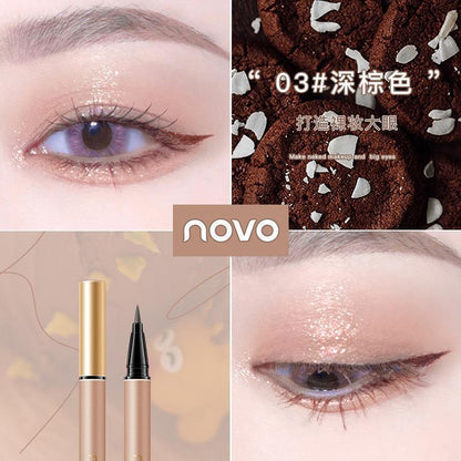 NOVO ប៊ិច Eyeliner ដ៏ប្រណិត និងចម្រុះពណ៌ ស្តើង ងាយស្រួលដាក់ពណ៌ មិនជ្រាបទឹក ធន់នឹងញើស មិនប្រតាក មិនក្លែងក្លាយ មិនផាត់ពណ៌ 