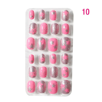 Zhifei nail art 24 pieces bagged wearable wearable nail pieces finished nail art children's nail art finished nail pieces