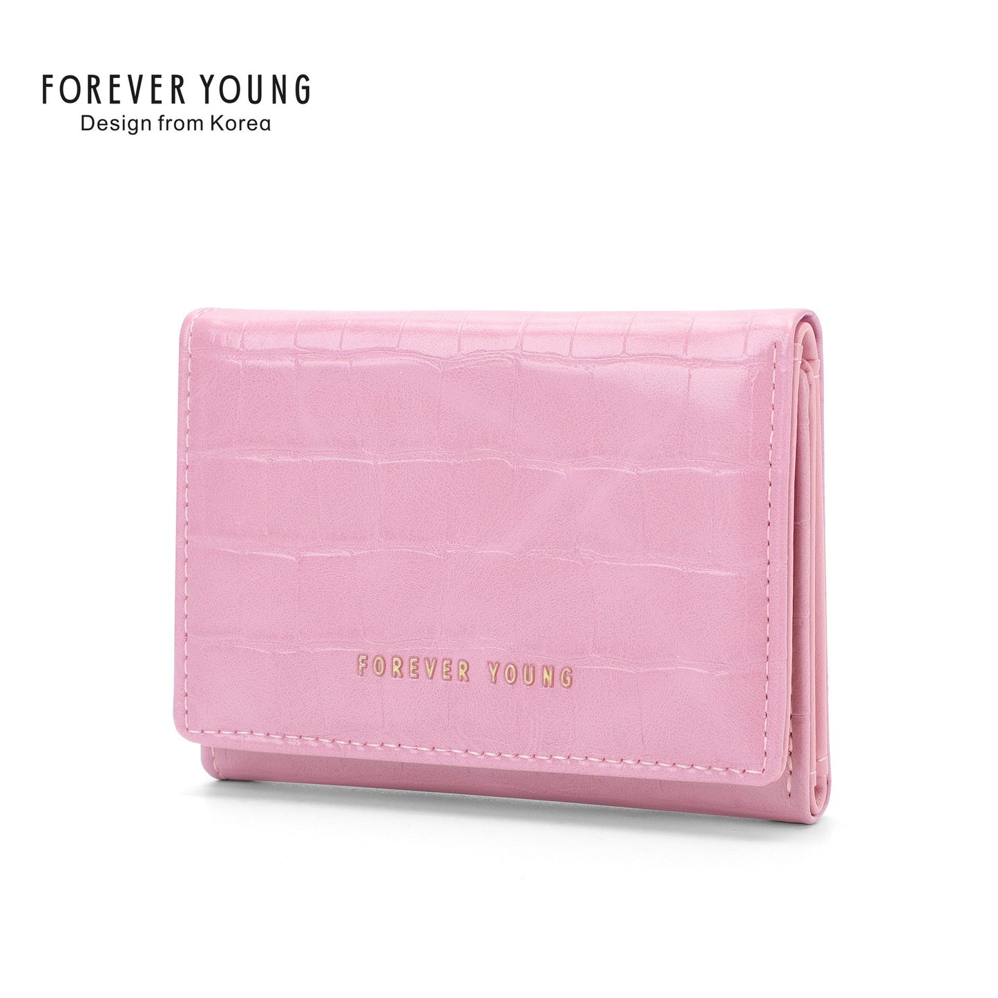 Wesson forever young wallet women's short stone pattern three-fold coin purse multifunctional ins simple wallet 