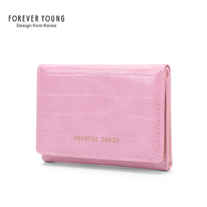 Wesson forever young wallet women's short stone pattern three-fold coin purse multifunctional ins simple wallet 