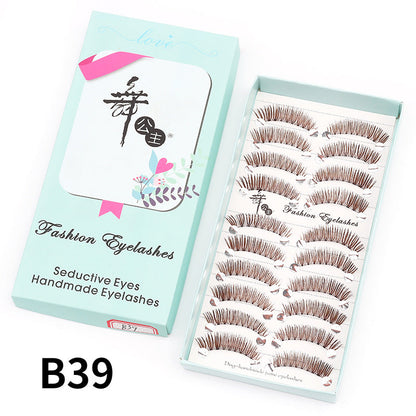 Dancing Princess False Eyelashes Factory Cross-border Supply Sharpened Eyelashes Women 10 Pairs Natural Style One-piece Eyelashes