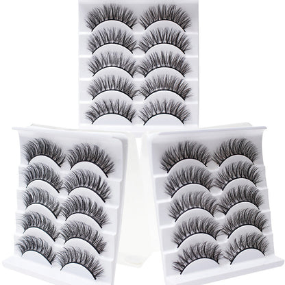 DINGSEN eyelash factory cross-border stable supply 5 pairs of 3D three-dimensional false eyelashes curling all-purpose eyelashes