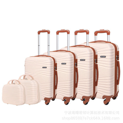 Cross-border abs three-piece suitcase for boarding, gift travel, universal wheel trolley case, spot password box, waterproof 