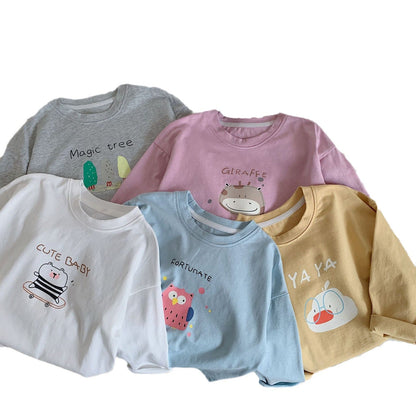 Children's T-shirt 2024 Bangcheng Spring Korean version boy pullover children's clothing cartoon long-sleeved casual top trend G0062