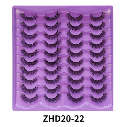 Dingsen false eyelashes stable cross-border supply 20 pairs of fried eyelashes European and American short thick mix eyelashes