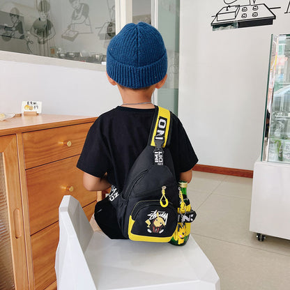 Fashion children's bags cartoon print children's chest bag Korean style cool outdoor sports leisure messenger bag wholesale 