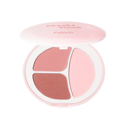 NOVO Emotional Three Color Blush Palette មានម្សៅផាត់ធម្មជាតិ មិនងាយប្រឡាក់ ងាយស្រួលលាប ម៉ត់រលោង ភ្លឺថ្លាបែបធម្មជាតិ។ 