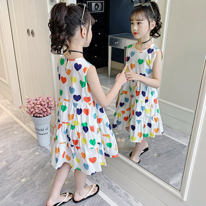 Girls summer vest dress 2024 new style children's cotton dress sleeveless princess dress Korean version suspender skirt