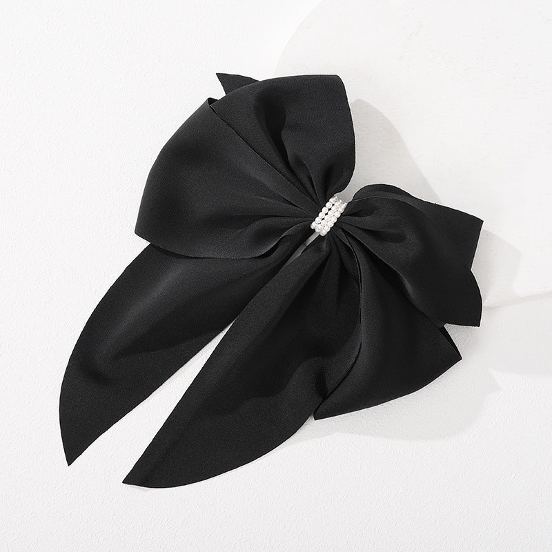 Cross-border new product bow satin hairpin female cute back of the head top clip spring clip hair accessories hairpin manufacturer wholesale