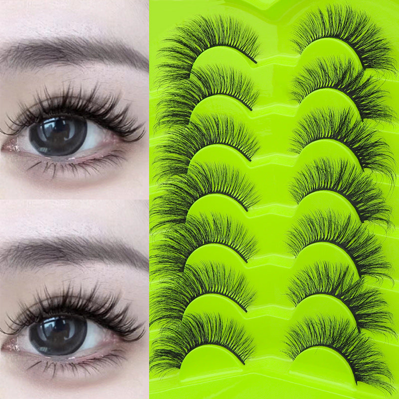 DINGSEN false eyelashes factory cross-border supply large capacity 7 pairs of green fox eyelashes oblique flying thick eyelashes