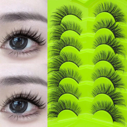 DINGSEN false eyelashes factory cross-border supply large capacity 7 pairs of green fox eyelashes oblique flying thick eyelashes