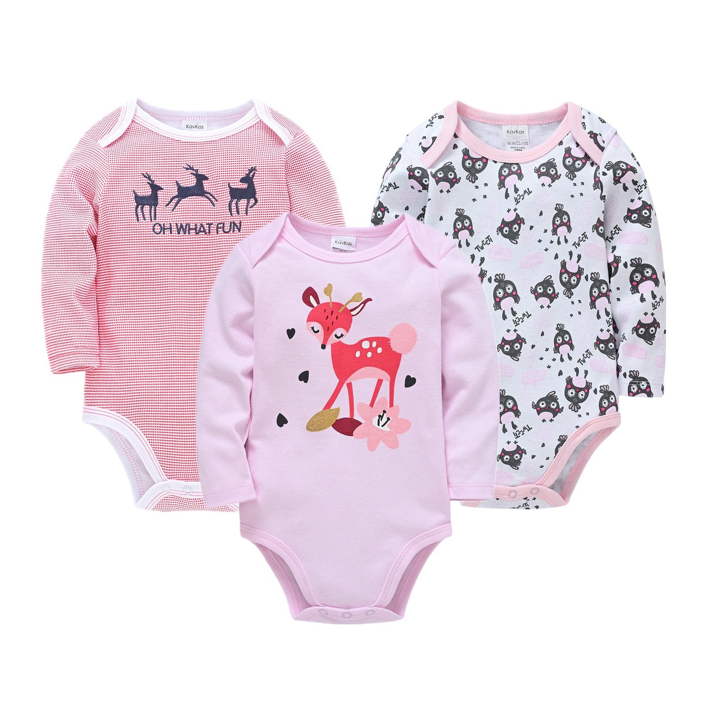 Baby cartoon newborn onesie baby envelope collar long sleeve triangle romper three-piece baby romper