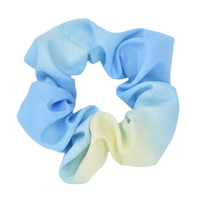 French new tie-dyed large intestine hair band female European and American mixed color simple head flower cloth art hair tie ponytail large intestine hair band