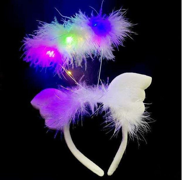 New luminous angel goose feather wreath feather flash headdress net celebrity night market push scan code small gifts wholesale