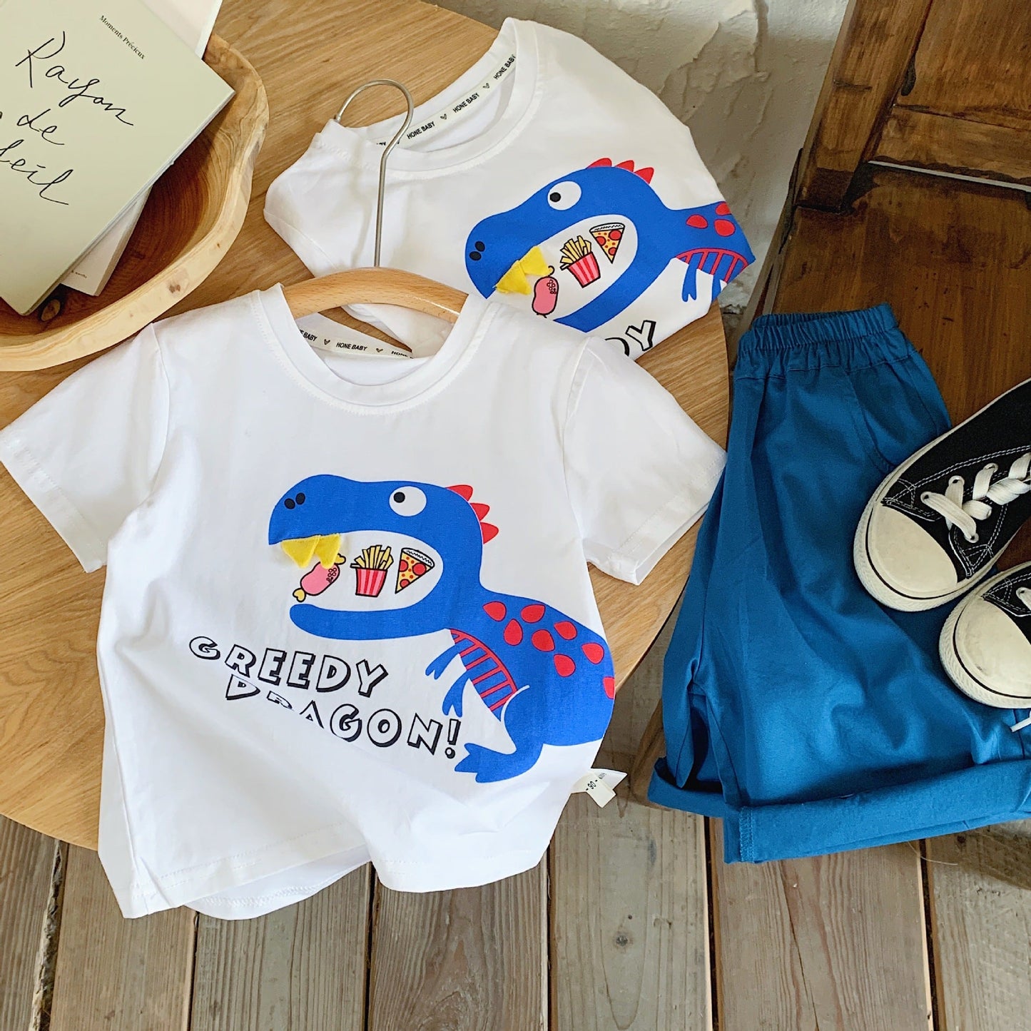 Children's T-shirt 2023 Bangcheng summer style boys and small children's little dinosaur short-sleeved T baby cute T-shirt trendy F0134