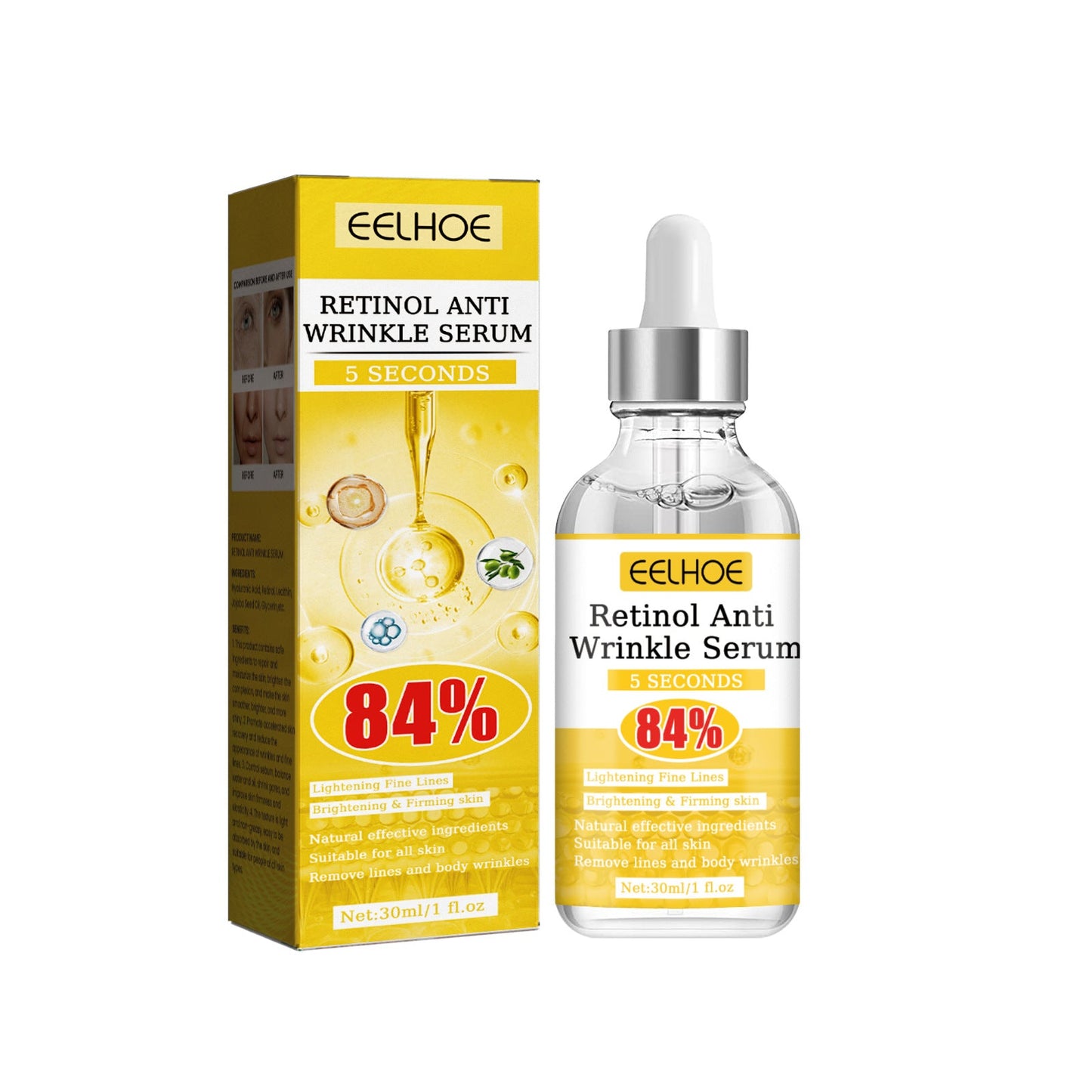 EELHOE Retinol Anti-wrinkle Essence Firms facial skin, reduces wrinkles, nasolabial folds, anti-aging skin care 