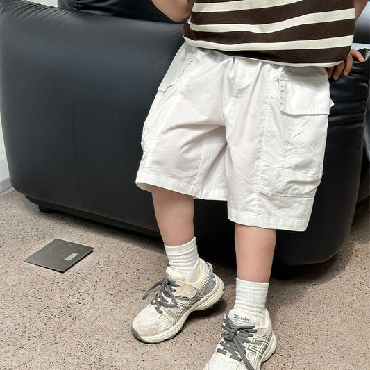 Boys' overalls shorts summer 2024 new Korean casual pants children's shorts shorts medium and large children's pants