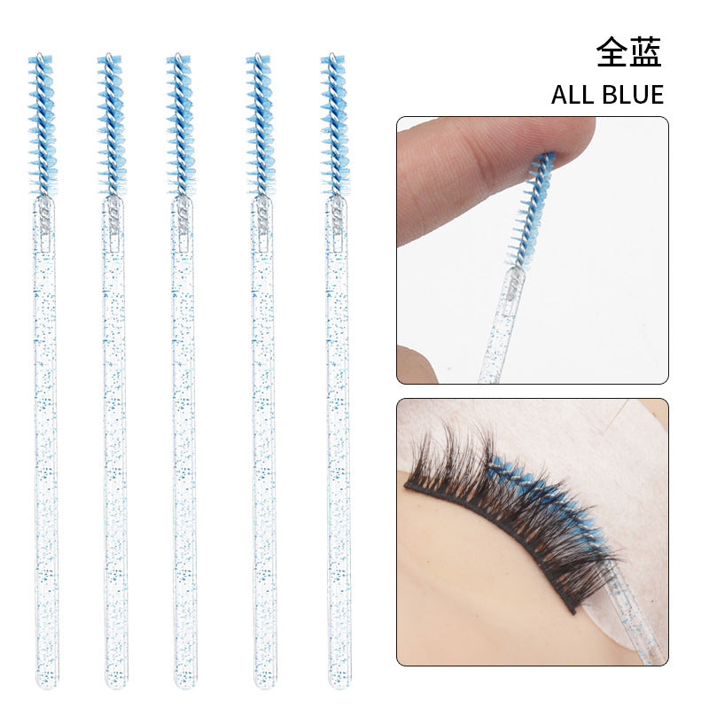 Wholesale disposable grafting eyelash brush crystal glitter rod eyebrow brush straight bright rod eyelash comb 50/pack opp bag