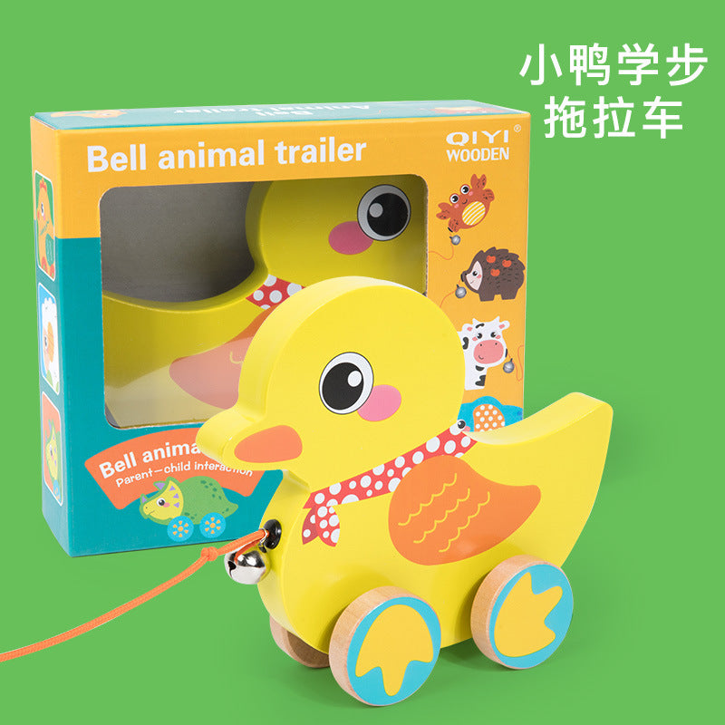 Children's early education educational wooden baby animal hand push tractor infant 0-3 years old toddler tractor toy