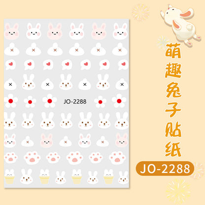 Wear nail art stickers Xiaohongshu New Year bunny cute cartoon nail stickers durable waterproof factory wholesale