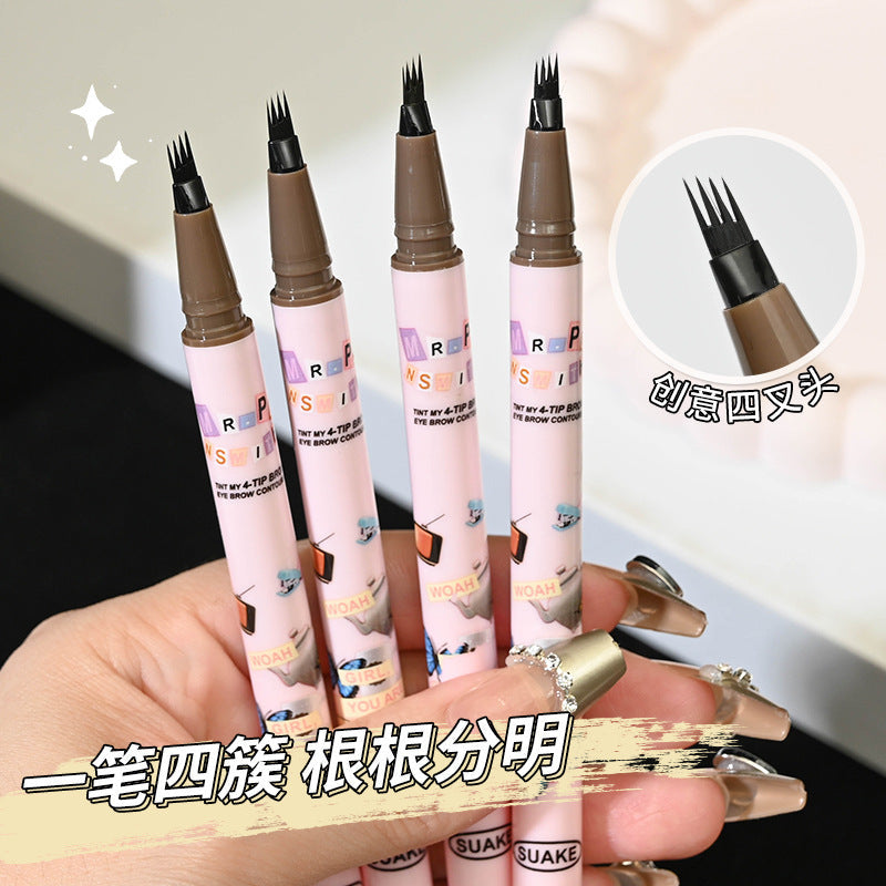 SUAKE four-pronged eyebrow pencil foreign trade version four-head eyebrow pencil micro-carving not easy to remove makeup wholesale cross-border