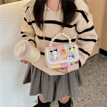 Trendy Chanel style all-match children's bag female fashion plaid small square bag simple baby girl accessories handbag wholesale