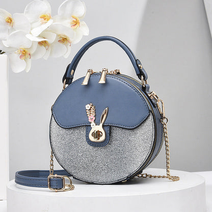 2024 autumn and winter bags for women new chain niche contrast color small round bag hand-held shoulder trend crossbody one piece drop shipping 