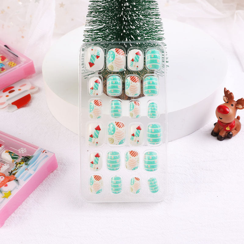 Children's nail stickers baby toddler boys and girls cartoon princess nail stickers jelly glue Christmas wear nails 