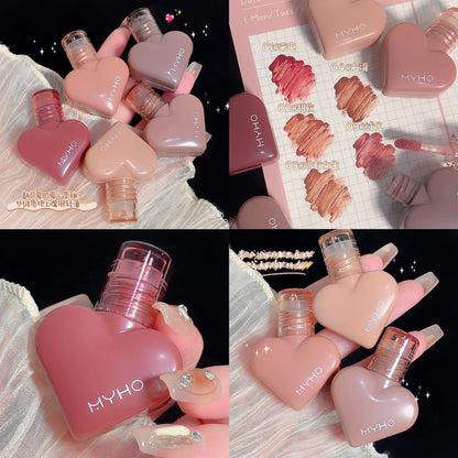 MYHO Love Mousse Matte Lip Glaze Heart-shaped Air Cushion Lip Glaze Light Velvet Matte Lip Mud Lipstick Cross-border