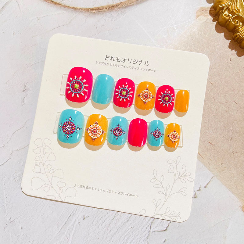 Children's nail stickers girls wear nails self-adhesive nail stickers cartoon cute princess false nail pieces embossed nail pieces