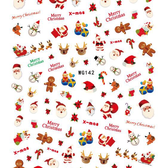 Nail art Christmas stickers 3d Christmas series cartoon nail stickers snowflake stickers nail art stickers Christmas nail stickers