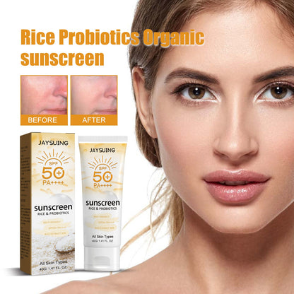 Jaysuing Probiotic Rice Organic Protective Cream Face Body Outdoor UV Protection Non-Greasy 