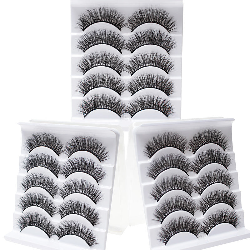 DINGSEN eyelash factory cross-border stable supply 5 pairs of 3D three-dimensional false eyelashes curling all-purpose eyelashes