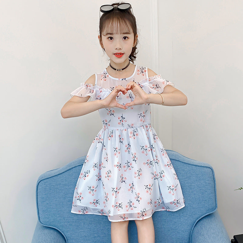 Girls summer dress 2024 new children's floral thin princess dress middle and large children Korean style western style dress