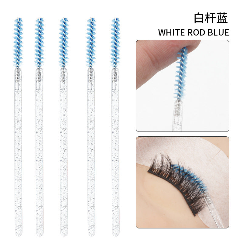 Wholesale disposable grafting eyelash brush crystal glitter rod eyebrow brush straight bright rod eyelash comb 50/pack opp bag