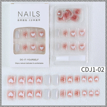 New hot sale wearable nail tips wholesale French simple ice transparent nail art finished product removable nail stickers thin