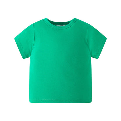 be top children's short-sleeved T-shirt for boys and girls in summer thin solid color round neck advertising clothes for babies all-match half-sleeve