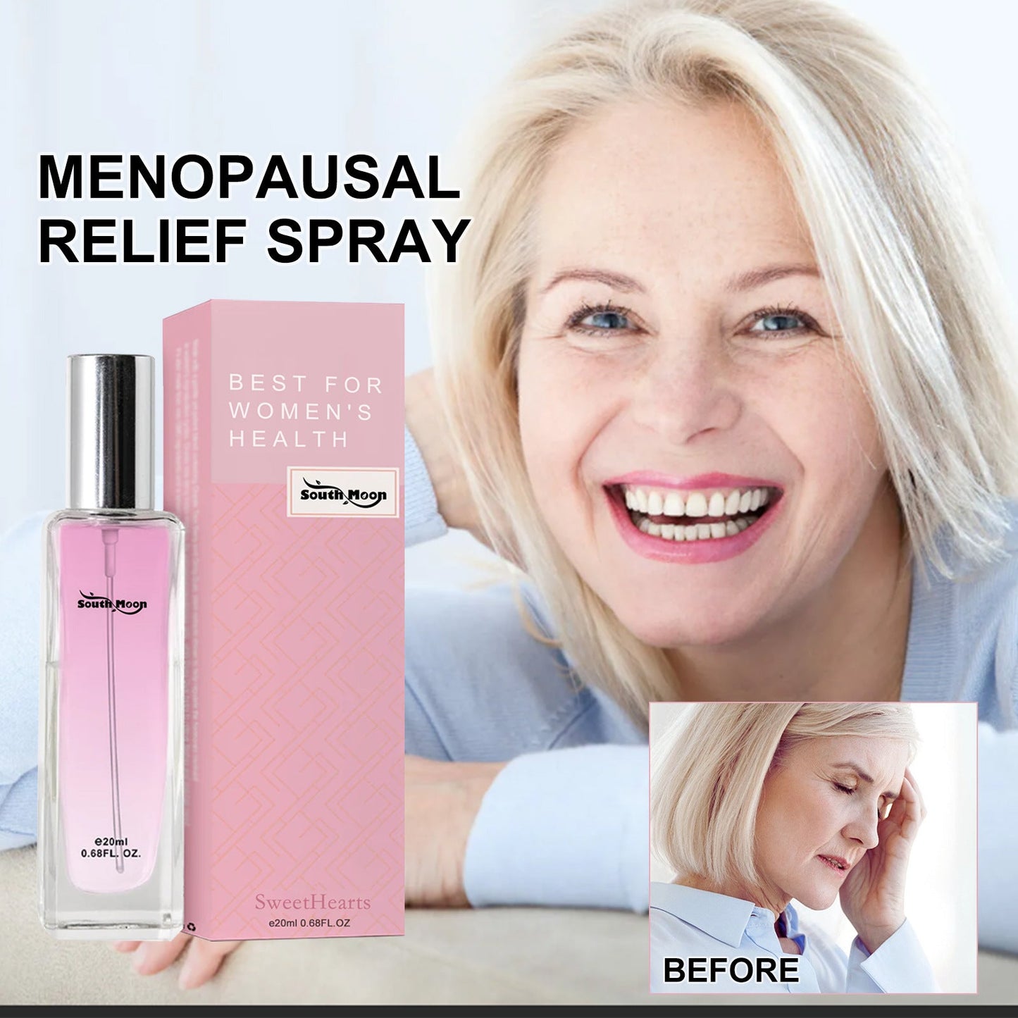 South Moon menopause relief spray to regulate emotions and reduce physical and mental fatigue in menopausal women 